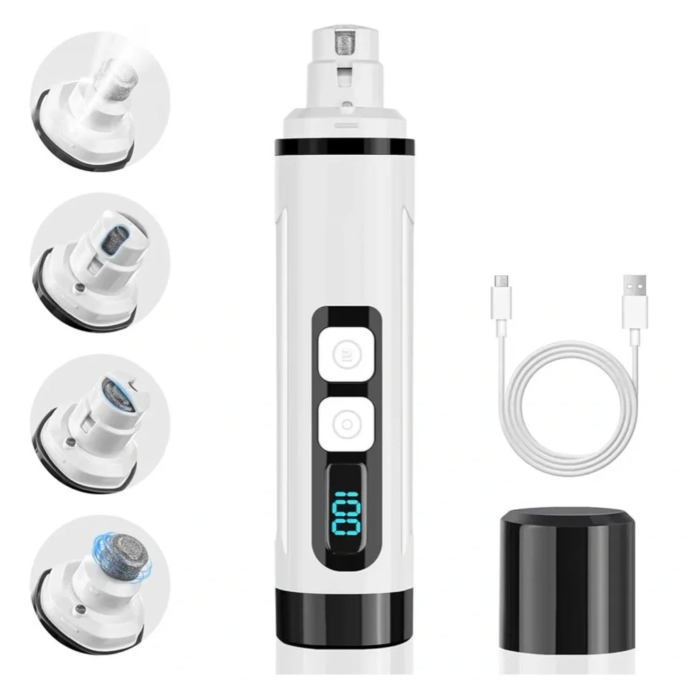 Pet Armour Dog Nail Grinder Quiet Electric LED 2 Speed Rechargeable Pet Grooming